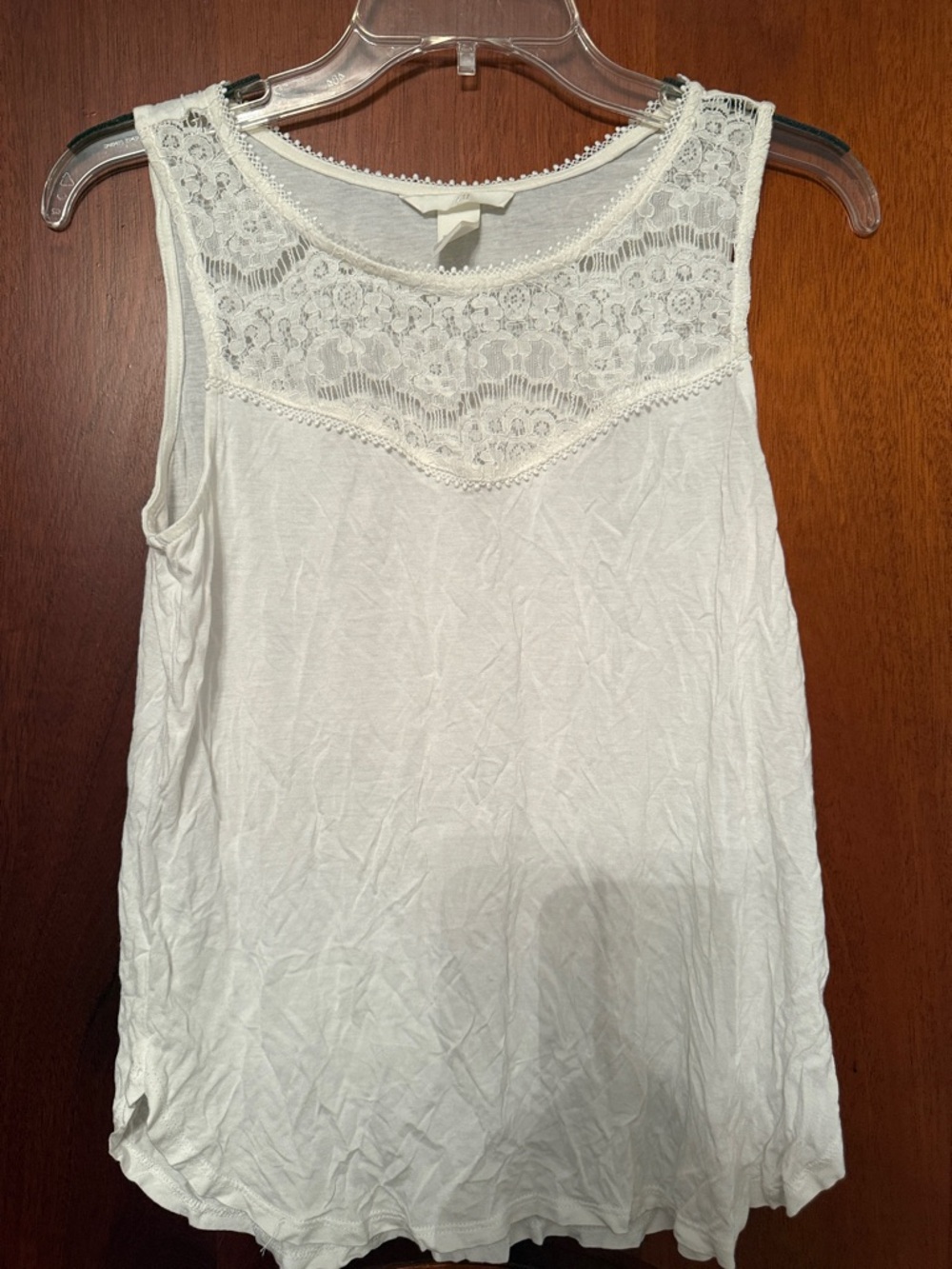H&M White Lace Yoke Sleeveless Tank